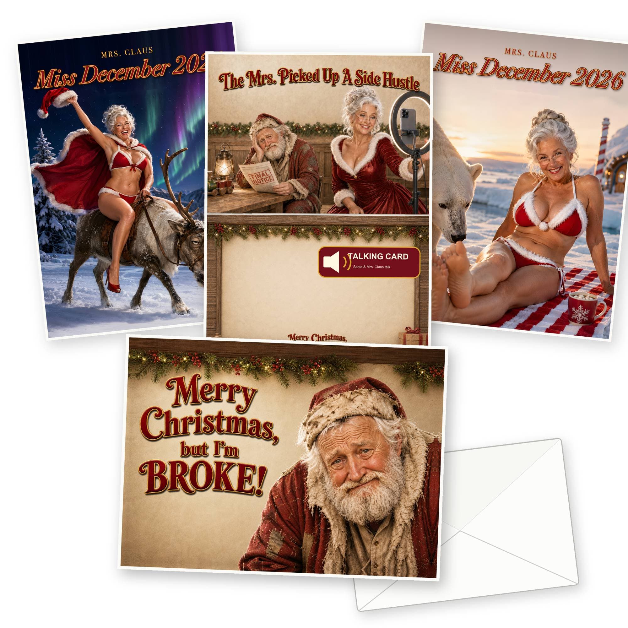 Merry Christmas, But I'm Broke! — Talking Santa Card